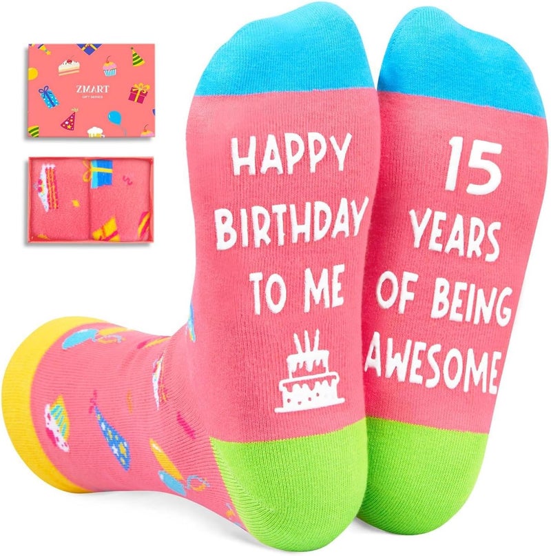 Zmart Birthday Gifts for Teen Girls - Pink Birthday Socks for 13-19 Year Old Girls - Image 1